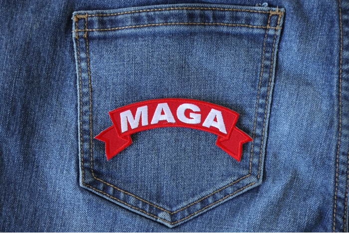 MAGA Patch shown on jeans