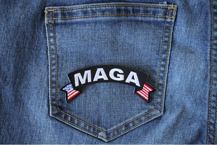 MAGA Patch shown on jeans