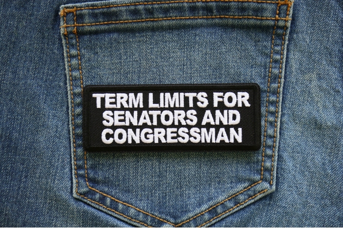 Term Limits for Senators and Congressman Iron on Patch shown on jeans