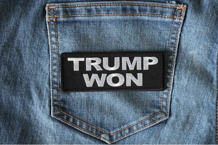 Trump Won Patch shown on jeans