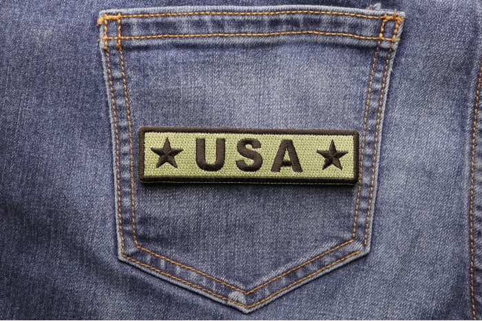 USA Black and Sand Patch shown on jeans