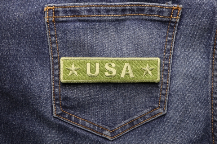USA Desert Sand Patch shown on jeans
