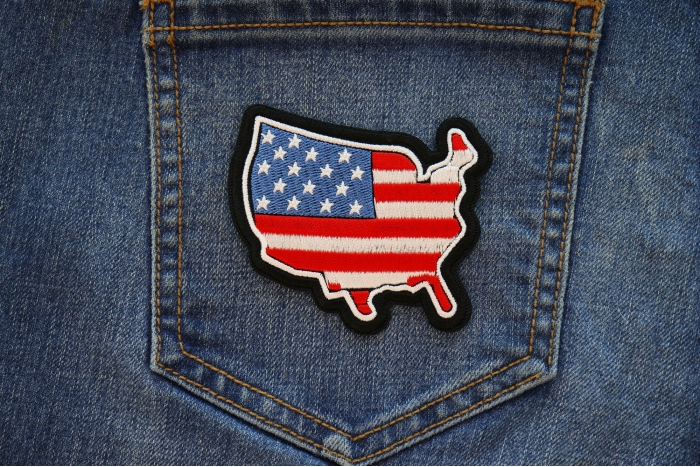 USA Patriotic Patch shown on jeans