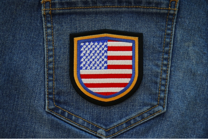 USA Shield Patch shown on jeans