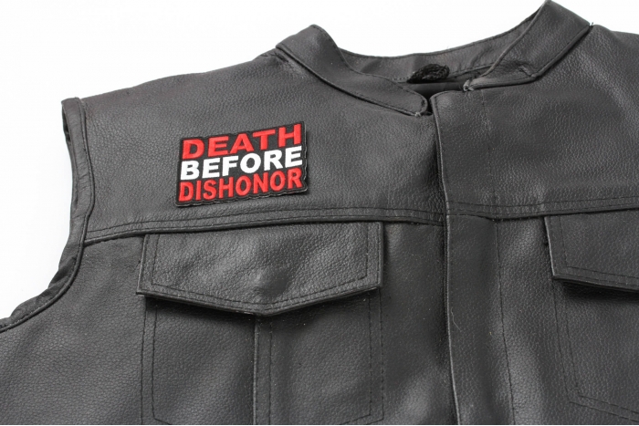 Death Before Dishonor Patch - 3x3 inch shown on leather vest
