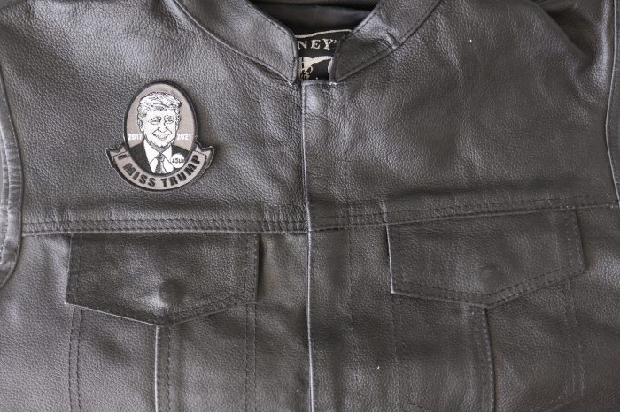 I miss Trump Iron on Patch - 3x3.1 inch - Embroidered Iron on Patch shown on leather vest