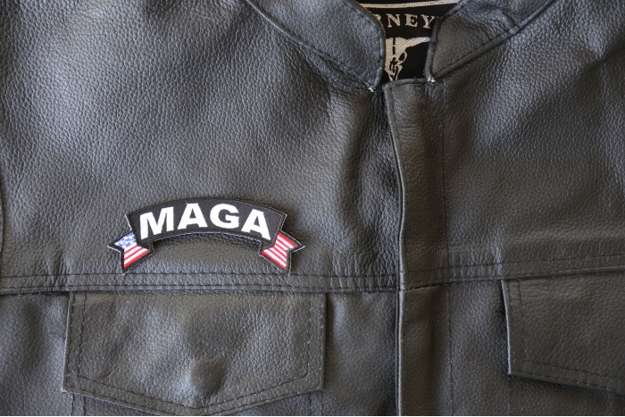 MAGA Patch, Trump Patches shown on leather vest