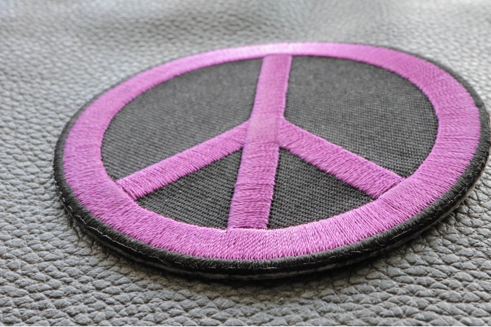 Peace Sign Patch Purple On Black Peace Sign Patch Purple On Black diagonal view