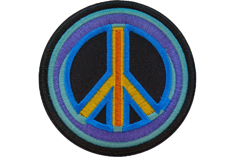 Peace Sign Iron on Patch Yellow On Black - Iron on Novelty Patches by  Ivamis Patches