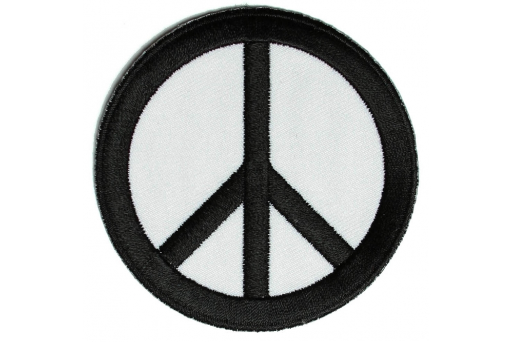 Peace Sign Patch Black On White