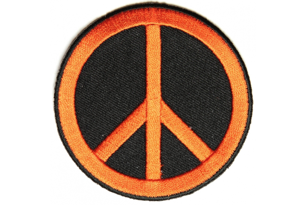 Peace Sign Patch Orange On Black