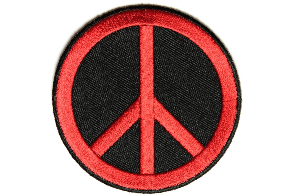 Peace Sign Patch Red On Black