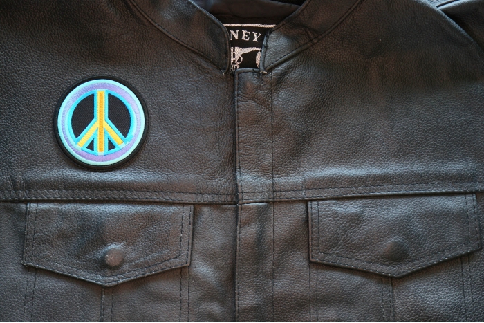 Peace Arrow Patch, Hippie Patches shown on leather vest