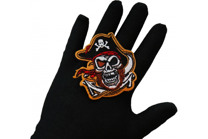 Pirate Skull Patch, Skull Patches shown on hand for size comparison