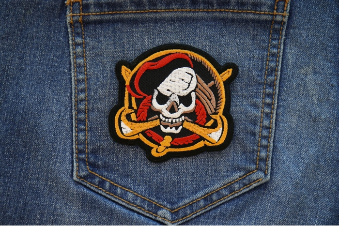 Skull Pirate Patch shown on jeans