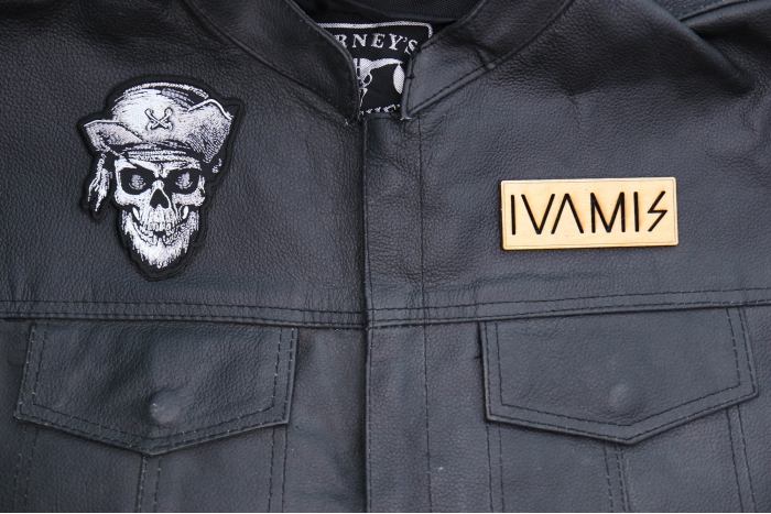 Dead Pirate Skull Patch, Skull Patches shown on leather vest