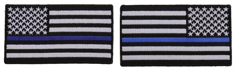 Thin Blue Line USA Flag Patch Iron On Patch New Police 3.5" X 2" 