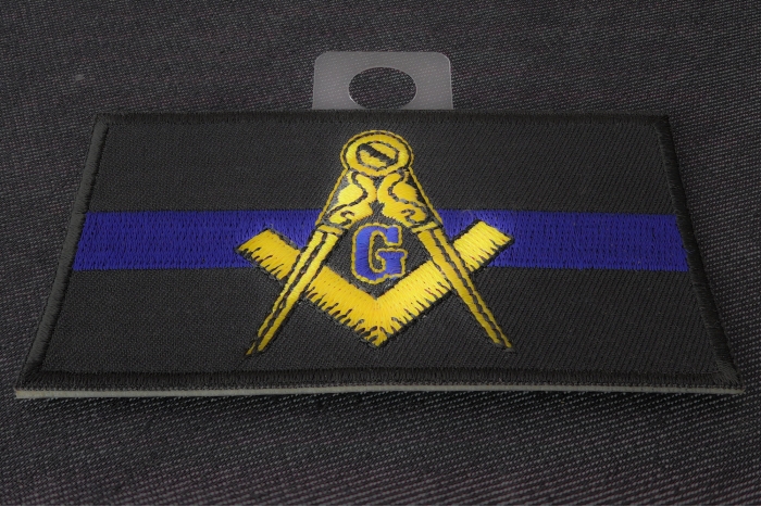 Masonic Thin Blue Line For Law Enforcement Patch diagonal view