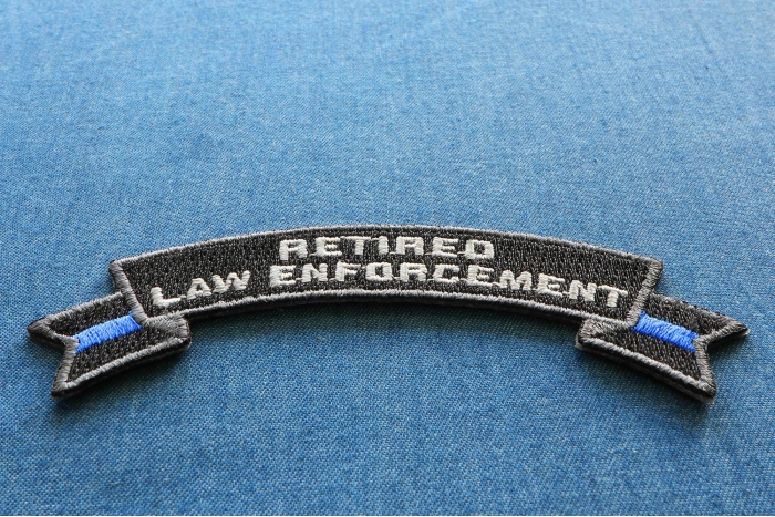 Retired Law Enforcement Rocker Patch diagonal view