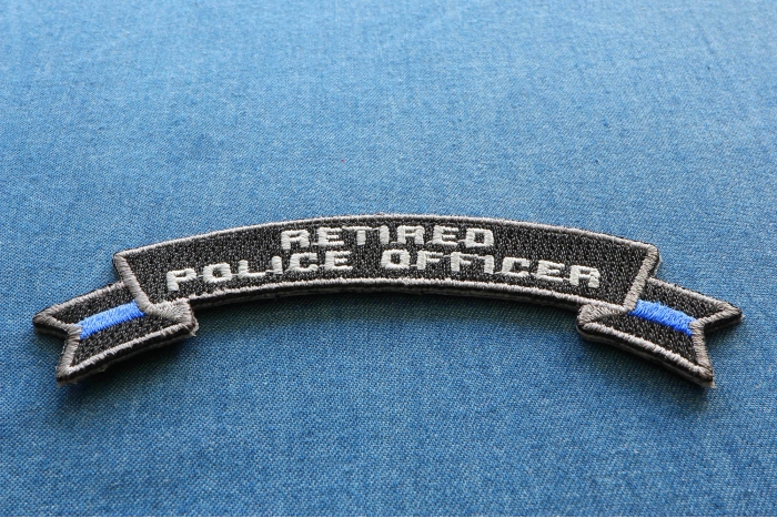 Retired Police Officer Rocker Patch diagonal view