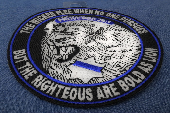 The Righteous Are Bold as Lions Patch for Law Officers diagonal view