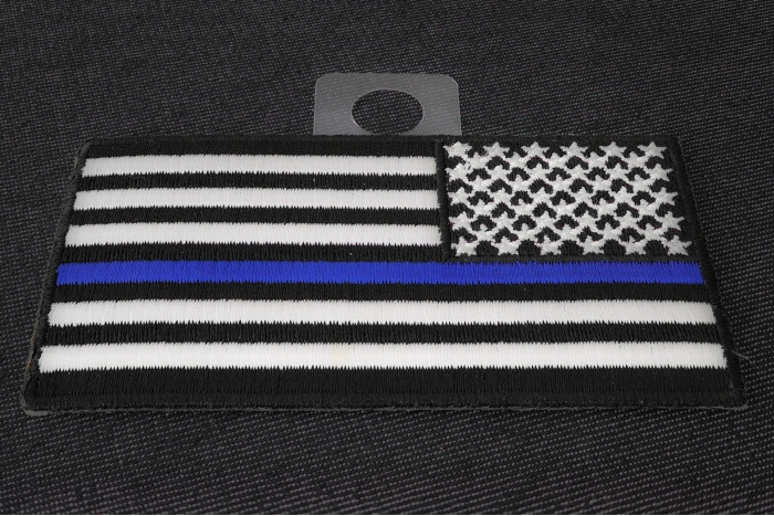 Thin Blue Line American Flag Reversed Patch diagonal view