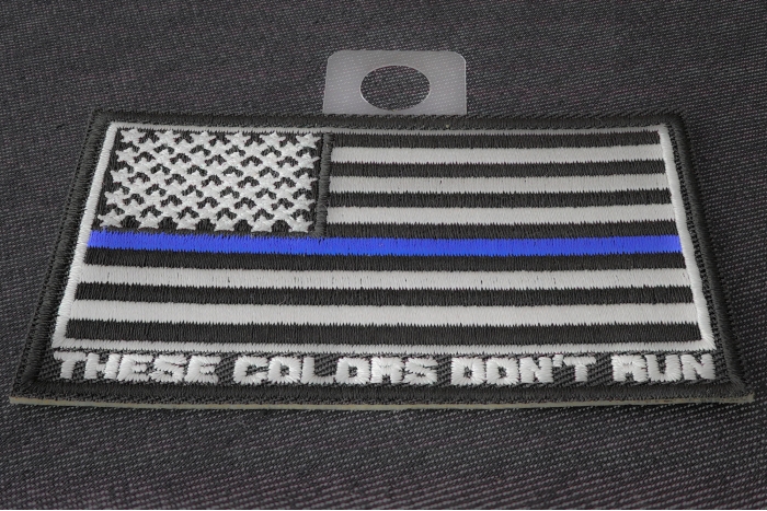 Thin Blue Line American Flag These Colors Don't Run Patch diagonal view
