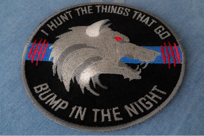 Thin Blue Line Bump In The Night Wolf Patch diagonal view
