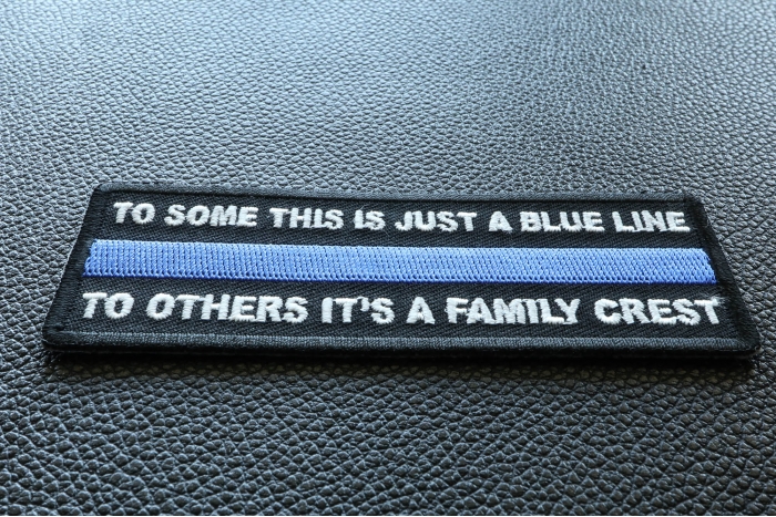To Some This is Just a Blue Line To Others It's a Family Crest Patch diagonal view