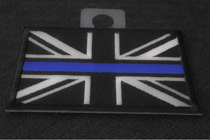 UK Flag Patch with Blue Line for Police diagonal view