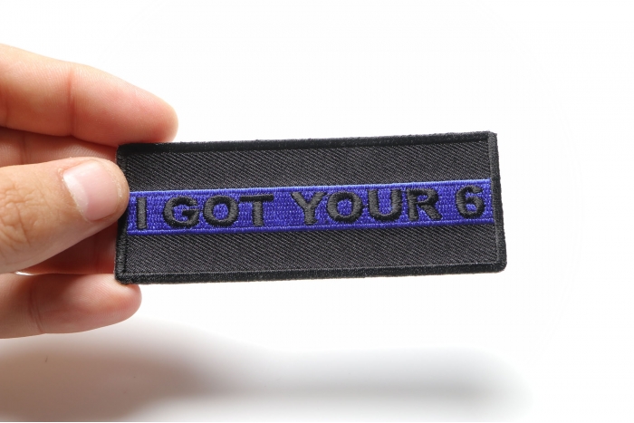 I Got Your 6 Police Patch shown on hand for size comparison