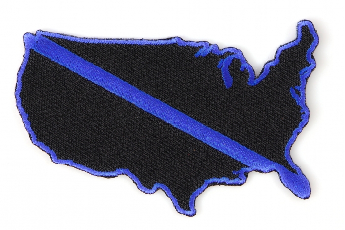 Blue Striped America Outline Patch for Police