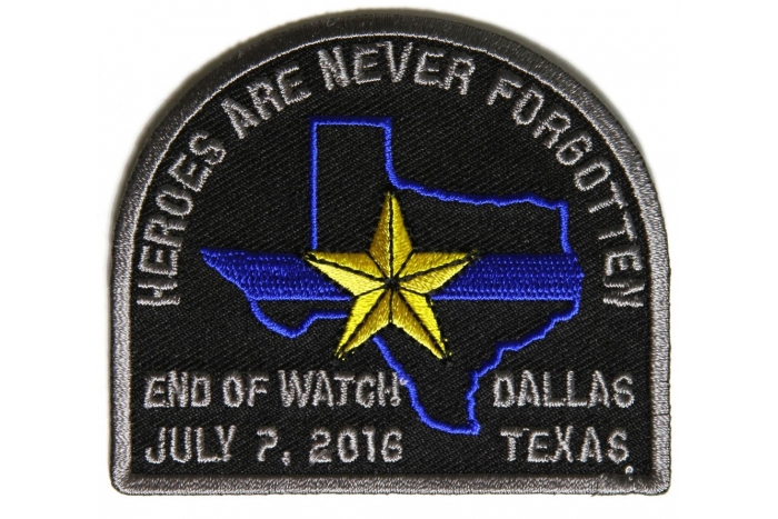 Dallas Police Department Texas Memorial Patch Heroes Are Never Forgotten End Of Watch