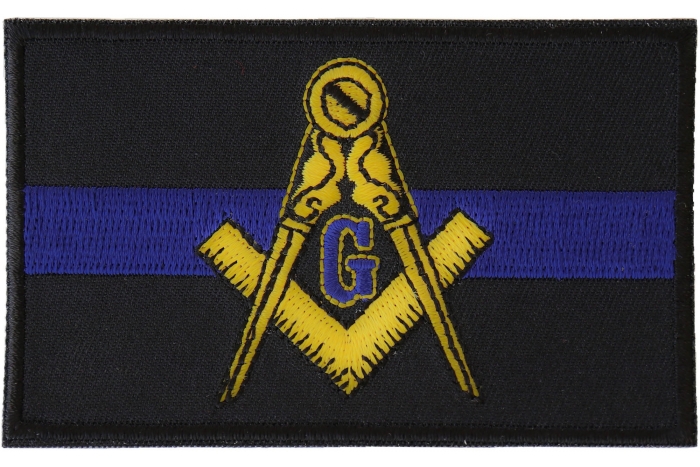 Masonic Thin Blue Line For Law Enforcement Patch