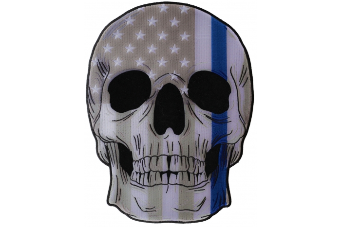 American Flag Blue Stripe Skull Patch