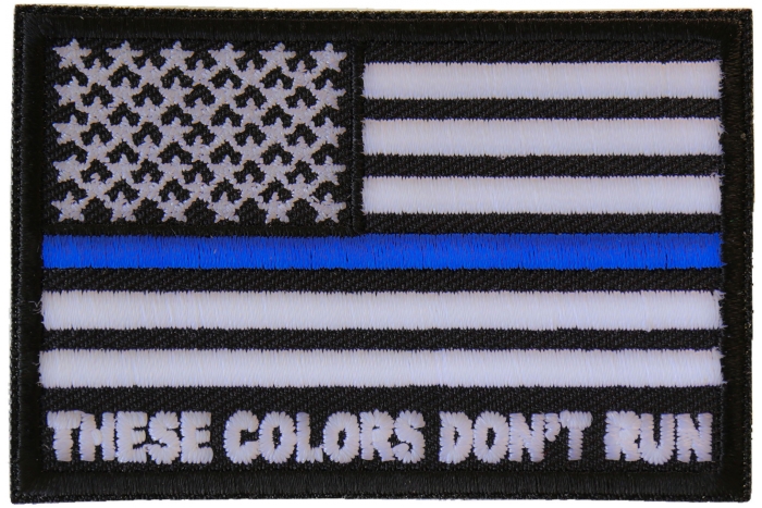 Blue Stripe American Flag Patch - These Colors Don't Run - for Jackets and Vests