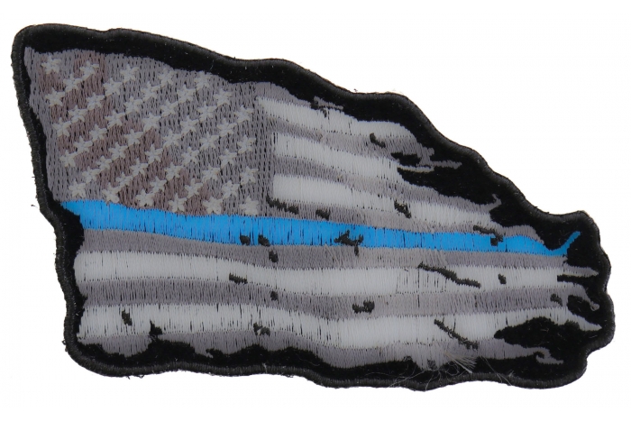 Thin Blue Line American Tattered Flag Patch