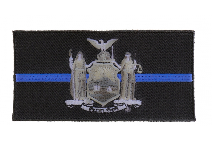 Thin Blue Line New York State Flag Patch For Law Enforcement