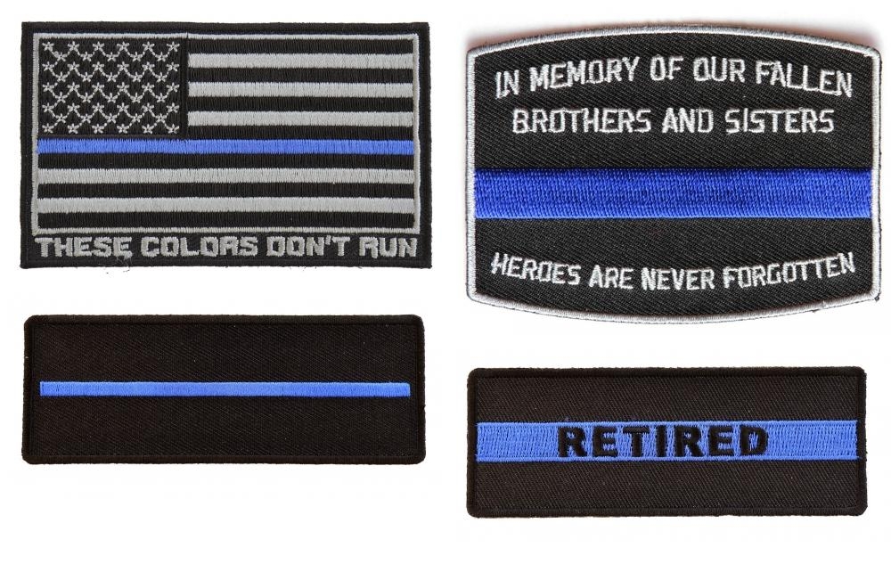 Thin Blue Line Patches Set Of 4 For Police