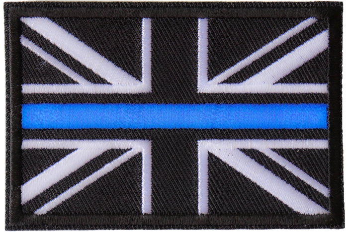UK Flag Patch with Blue Line for Police