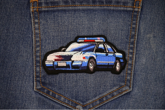 Police Car Patch shown on jeans