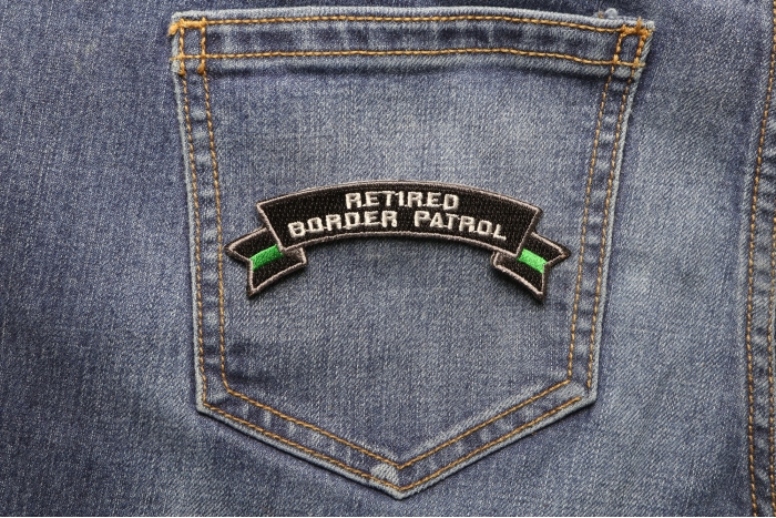 Retired Border Patrol Rocker Patch  shown on jeans