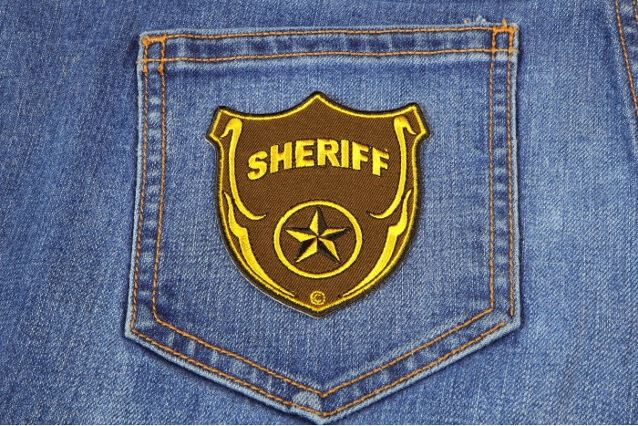 Sheriff Shield Patch shown on jeans