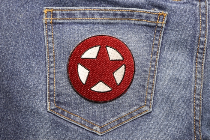 Sheriff Star Iron On Patch shown on jeans