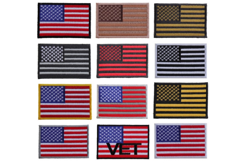 3 Inch American Flag Patches Set Of 12 Embroidered US Flags