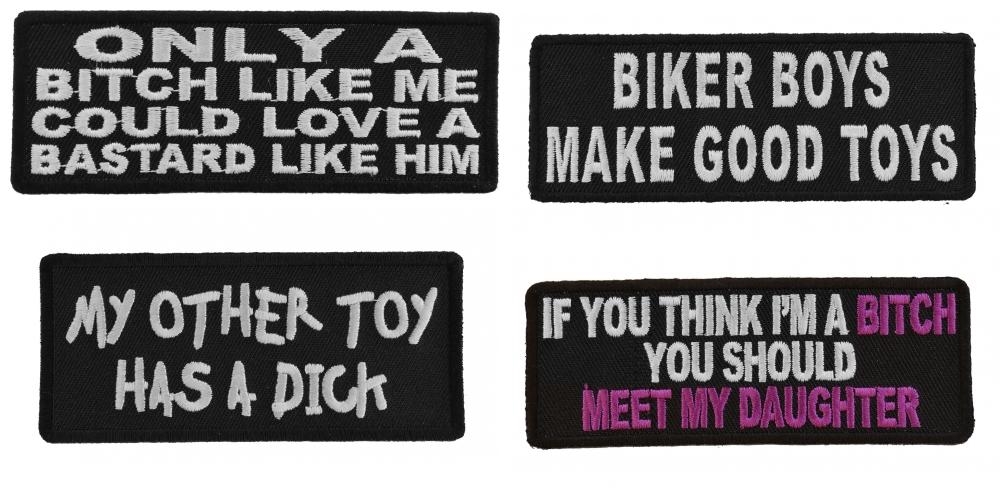 Biker Lady Sayings Patches Mother and Daughter Pack Iron on or Sew on Embroidered Patches Set of 4