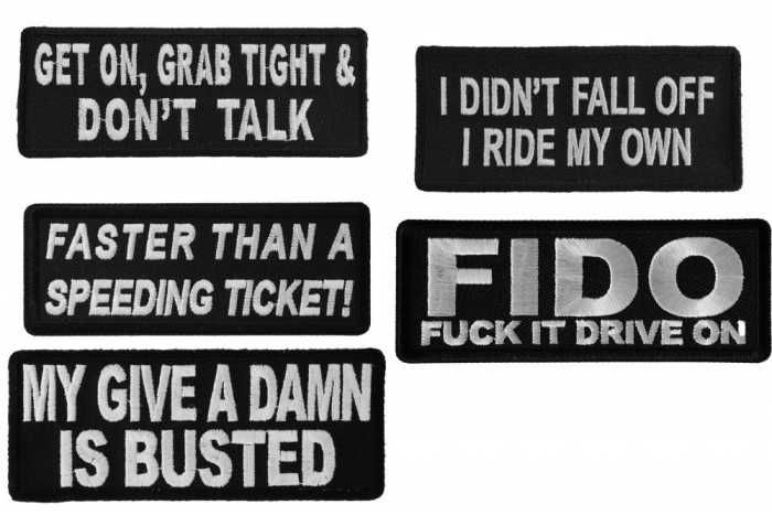 Biker Vest Starter Pack Set of 5 Iron on Patches Biker Vest Starter Pack Set of 5 Iron on Patches