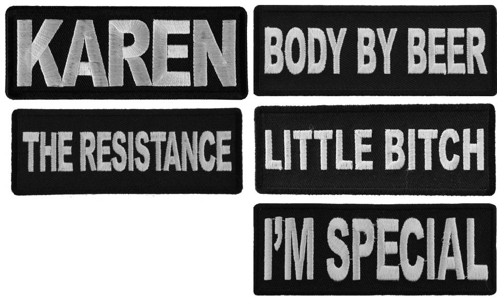 Bold One Liner Sayings Patches, Set of 5 Iron-on Patches
