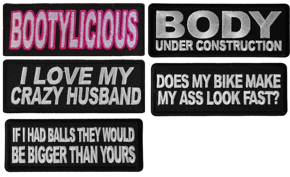Ladies Biker Sayings Set of 5 Iron On Patches