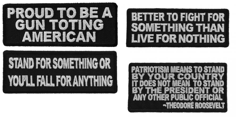 Territorial Patriotic Sayings Patches Iron on or Sew On Set of 4